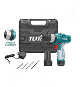 Taladro Percutor Inalámbrico 12V 10mm + Accesorios