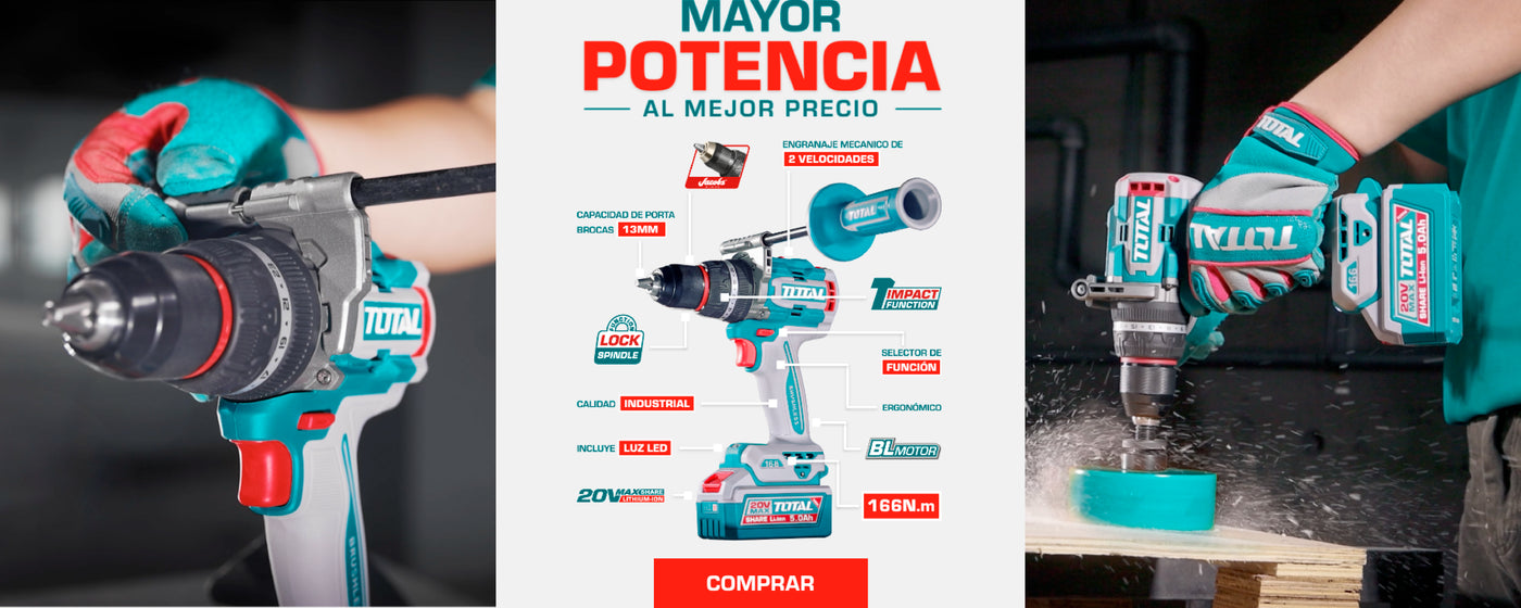 Taladro percutor  Brushless 166nm TIDLI201668 - Total Tools