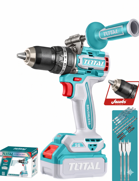 Taladro Percutor Inalámbrico 20V 96NM + Accesorios