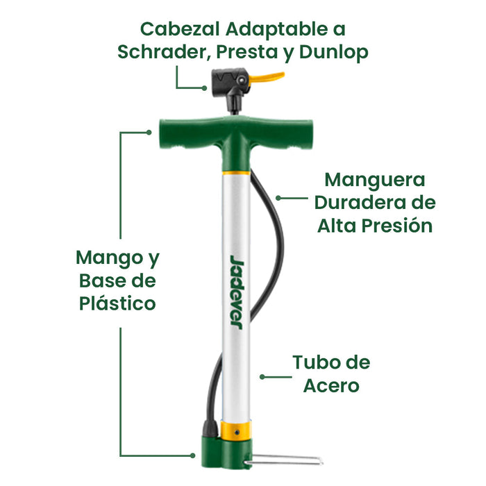 Bombín Inflador de Pie 160psi JADEVER