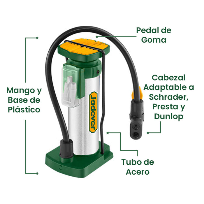 Bombín Inflador de Pie 140psi JADEVER