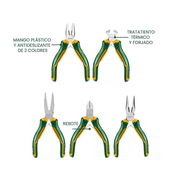 Set Mini Alicates 4,5 Pulgadas 5 Piezas JADEVER