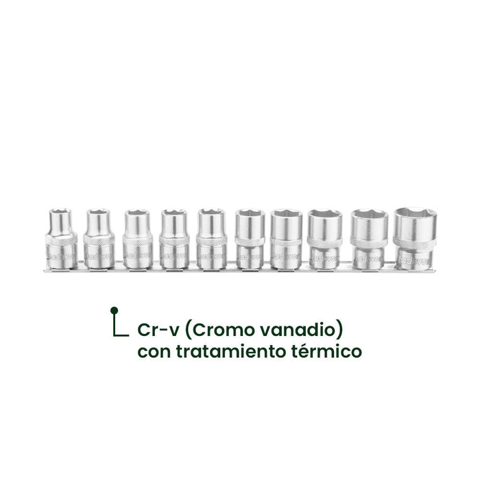 Juego de Dados 1/2" 10 Piezas 10-24mm JADEVER