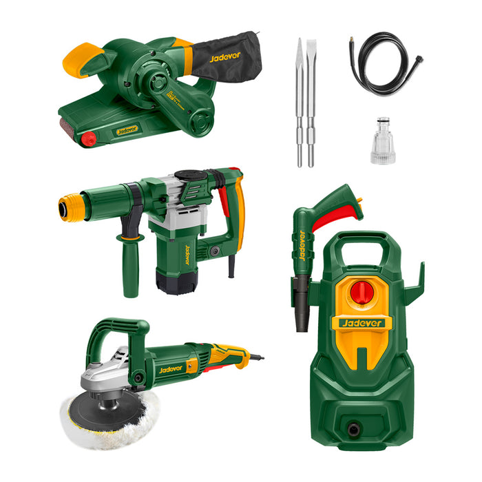 Kit Lijadora + Cincelador + Hidrolavadora + Pulidora JADEVER