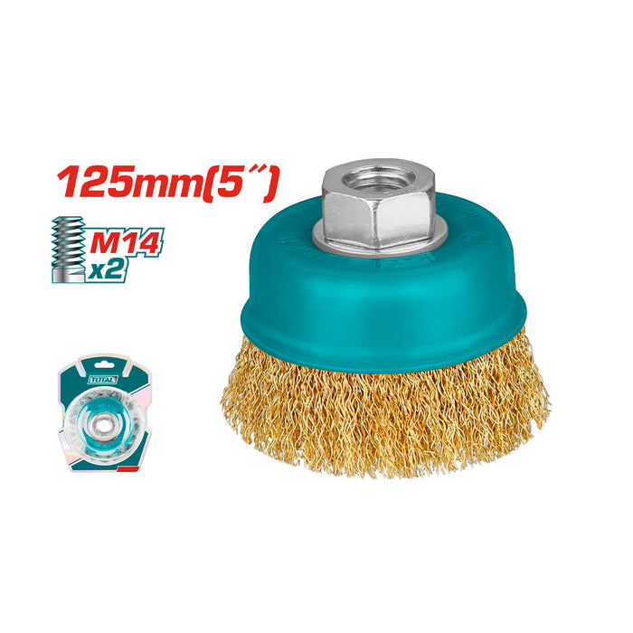 Escobilla de Copa Rizada 125mm (5") para Esmeril Total Tools