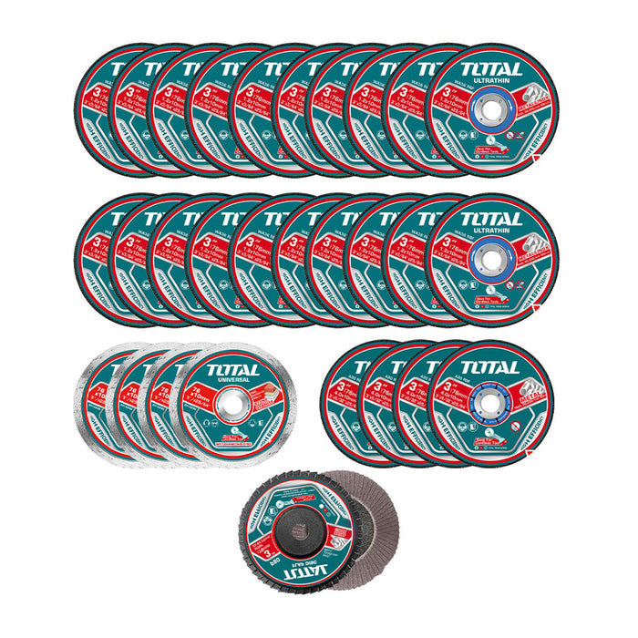 Set 30 Piezas Discos de Corte y Desbaste Total