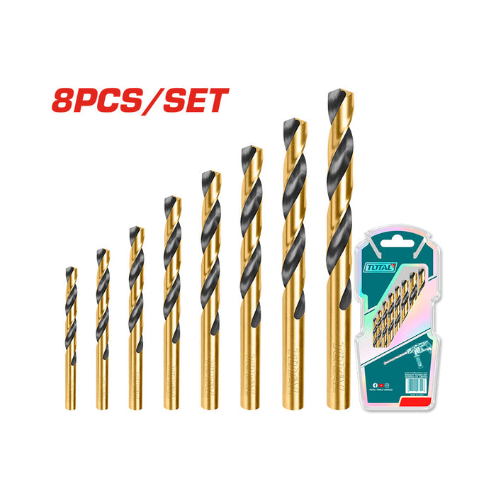 Set 8 piezas de Brocas espirales HSS Total