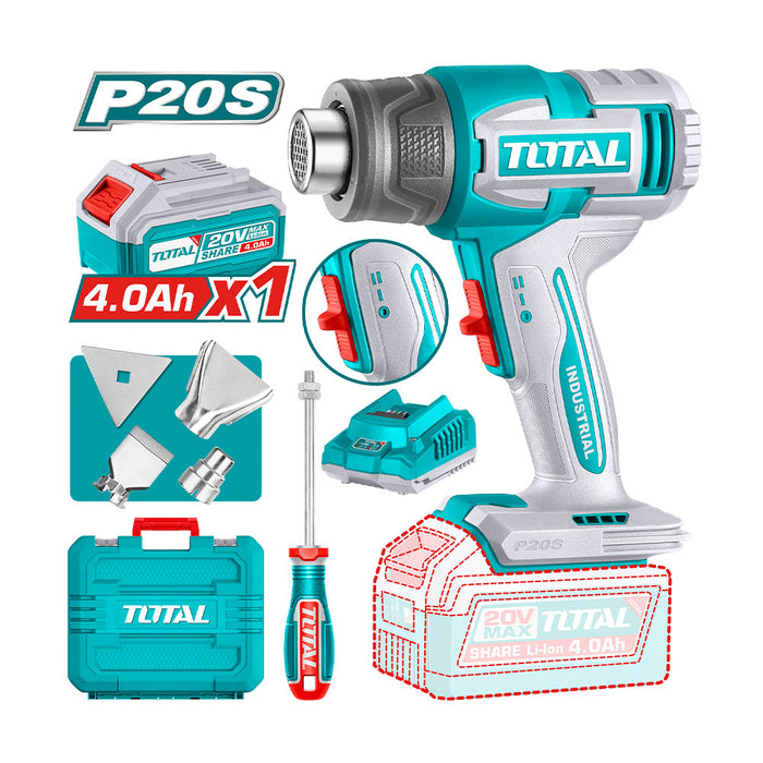 Pistola a Calor Inalámbrica 20V 550°C + Bat y Cargador