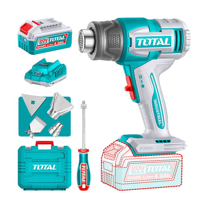 Pistola a Calor Inalámbrica 20V 550°C + Bat y Cargador