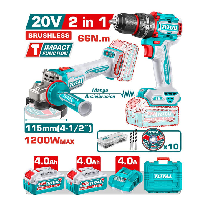 Kit Taladro 66NM y Esmeril 4 1/2 inalámbrico