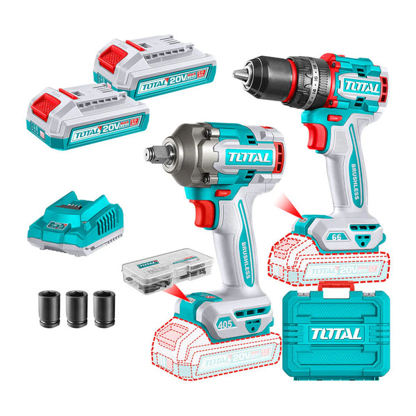 Kit Inalámbrico 20V Taladro y Llave de Impacto