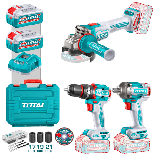 Kit Taladro 66Nm + Llave de Impacto 405Nm + Esmeril 1200W 20V