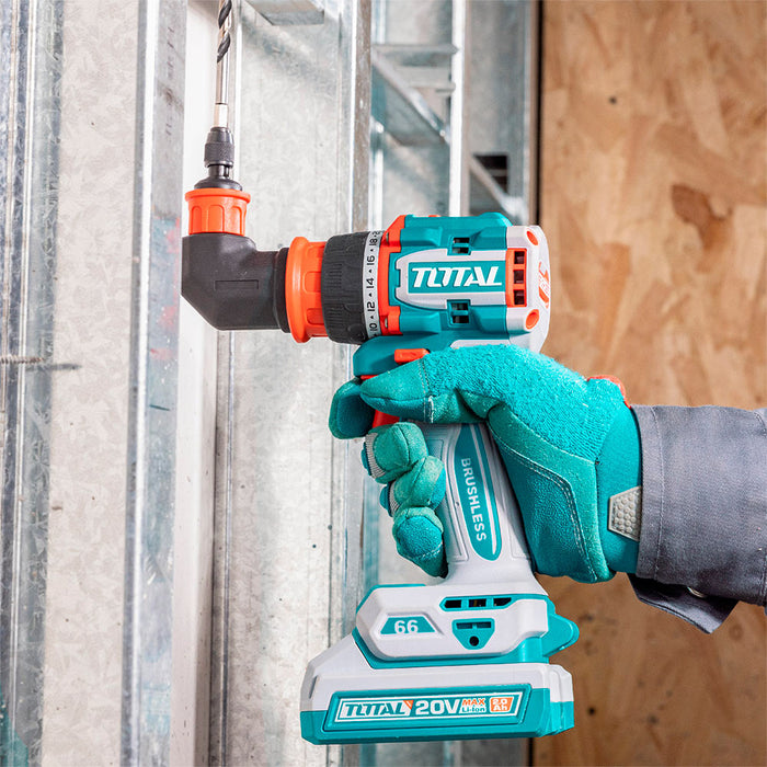 Taladro Multicabezal Inalámbrico + 2 Baterías y Cargador Brushless 20V 66 Nm Total Tools