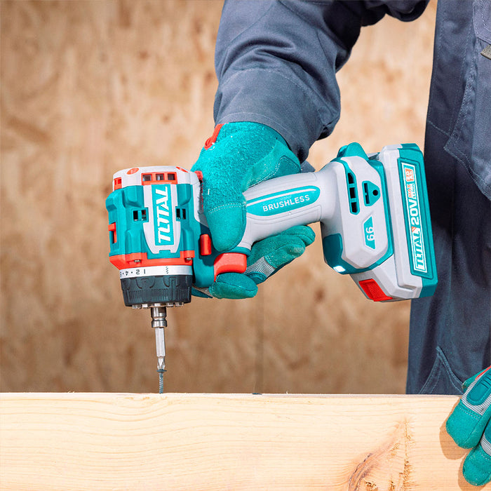 Taladro Multicabezal Inalámbrico + 2 Baterías y Cargador Brushless 20V 66 Nm Total Tools