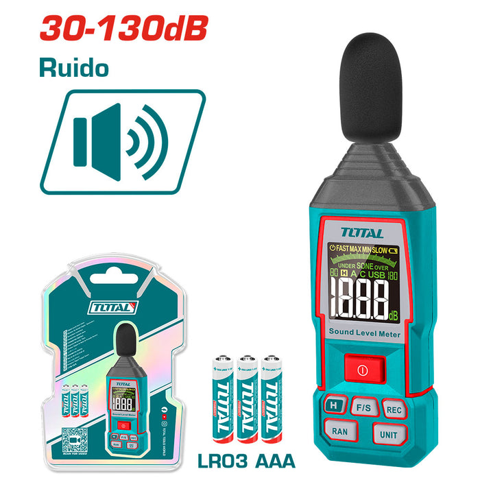 Medidor Digital de Nivel de Sonido 30-130dB Total Tools
