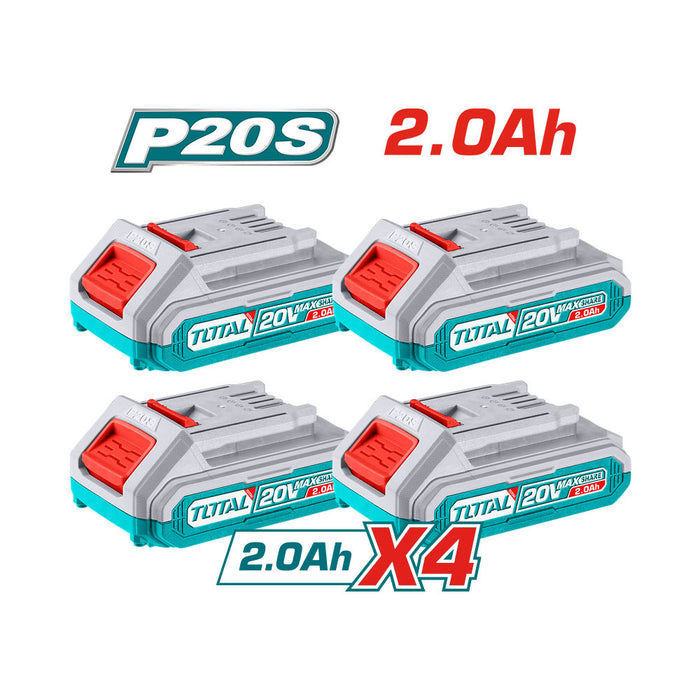 Pack 4 Baterías de Litio-ion 20v 2 Amperes TOTAL