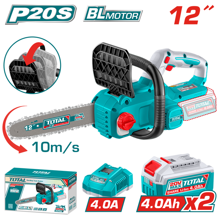 Motosierra Inalámbrica 20V 12" + 2 Baterías y Cargador