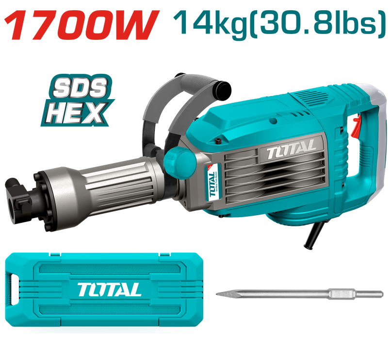 Demoledor Eléctrico 1700W 50J HEX + Cincel