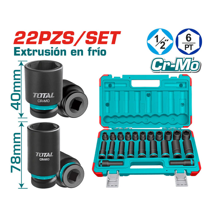Set de Dados de Impacto 1/2" 22 Piezas Total