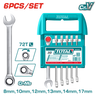 Set de 6 Llaves Combinadas con Chicharra Total Tools