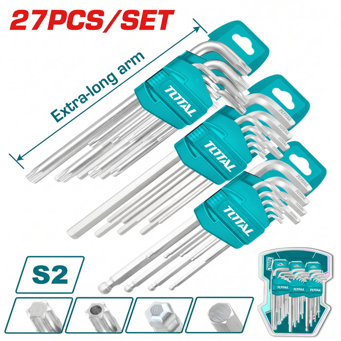 Set de Llaves Hexagonales y Torx 27 Piezas Total