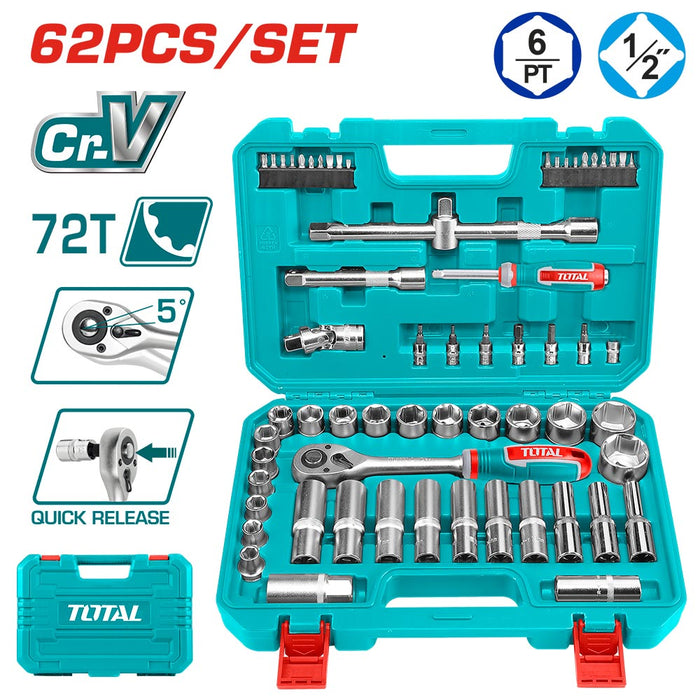 Set de 62 Llaves de Dados 1/2" para Mecánica