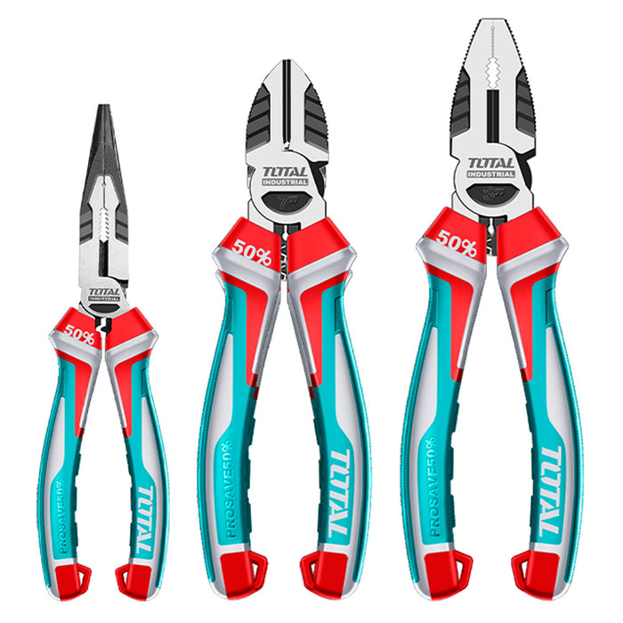 Set Profesional de Alicates Total Tools 3 Piezas Acero Templado de Alta Resistencia