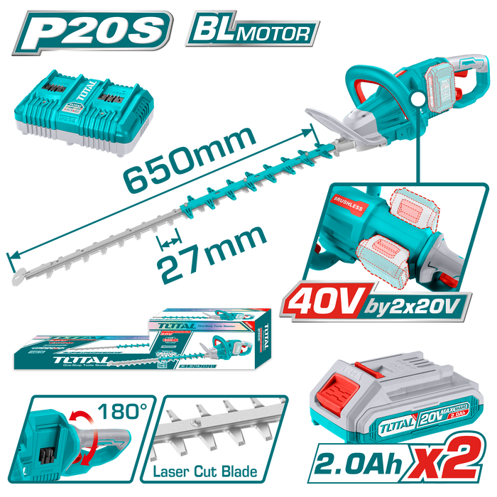 Cortasetos Inalámbrico 40V + Batería y Cargador Total