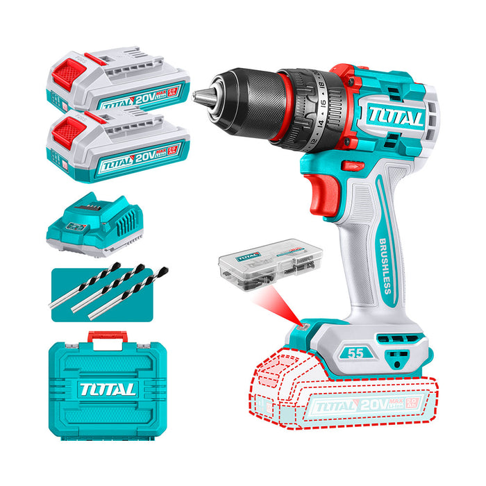 Taladro Inalámbrico 55Nm 20V + 2 Baterías y Cargador