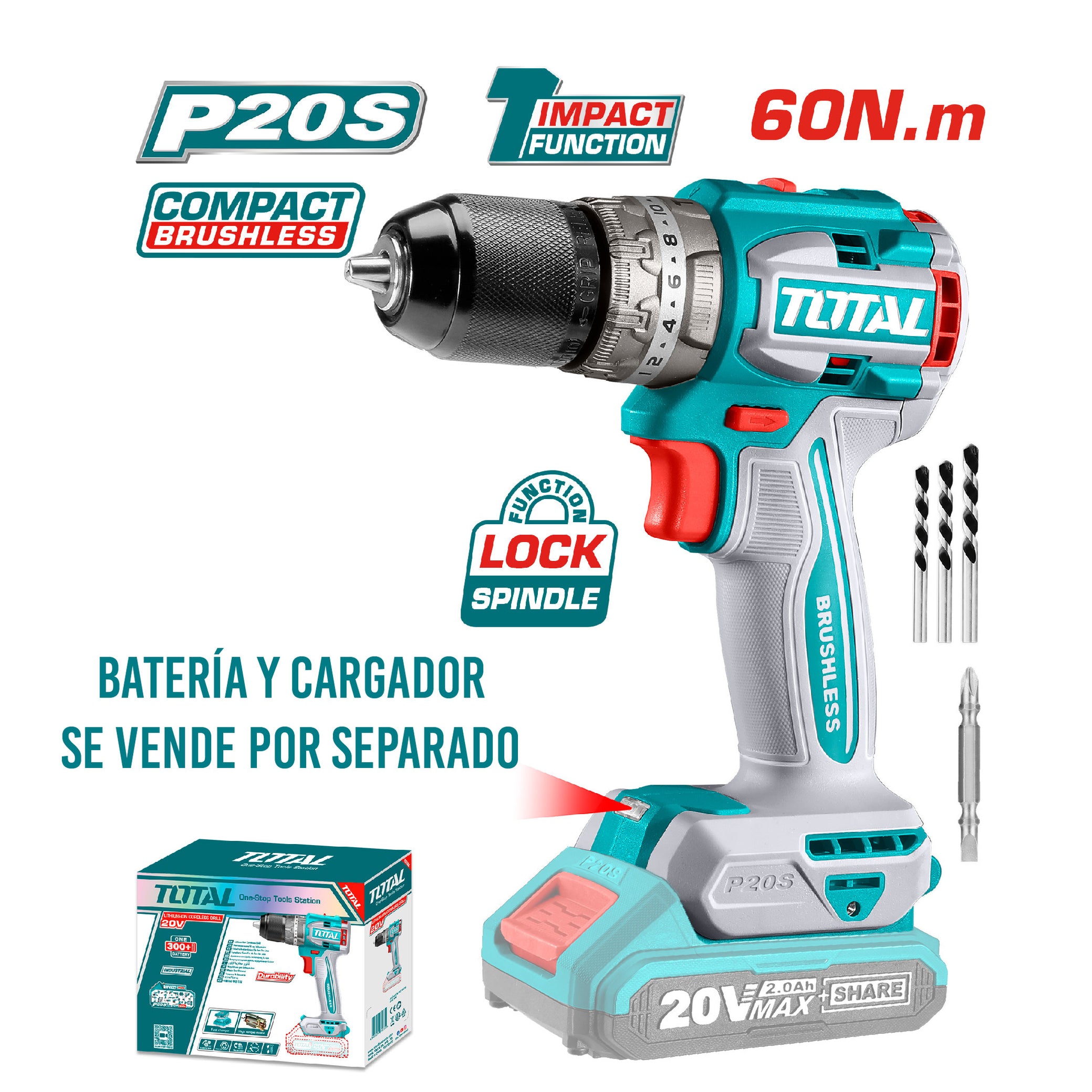 Taladro de Impacto Inalámbrico 20V Total Tools | Alta Durabilidad