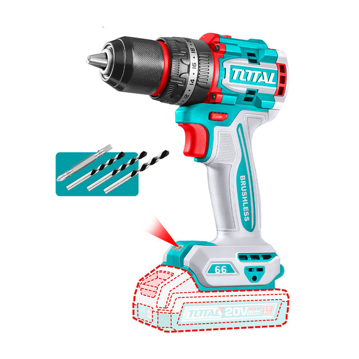 Taladro Percutor inalambrico 20V TOTAL 66NM