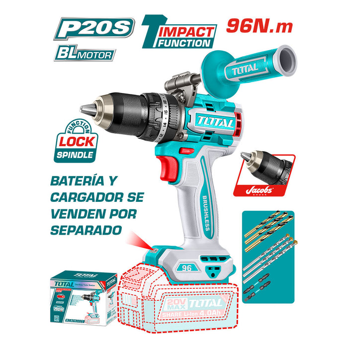 Taladro Atornillador Percutor Brushless 96Nm 20V