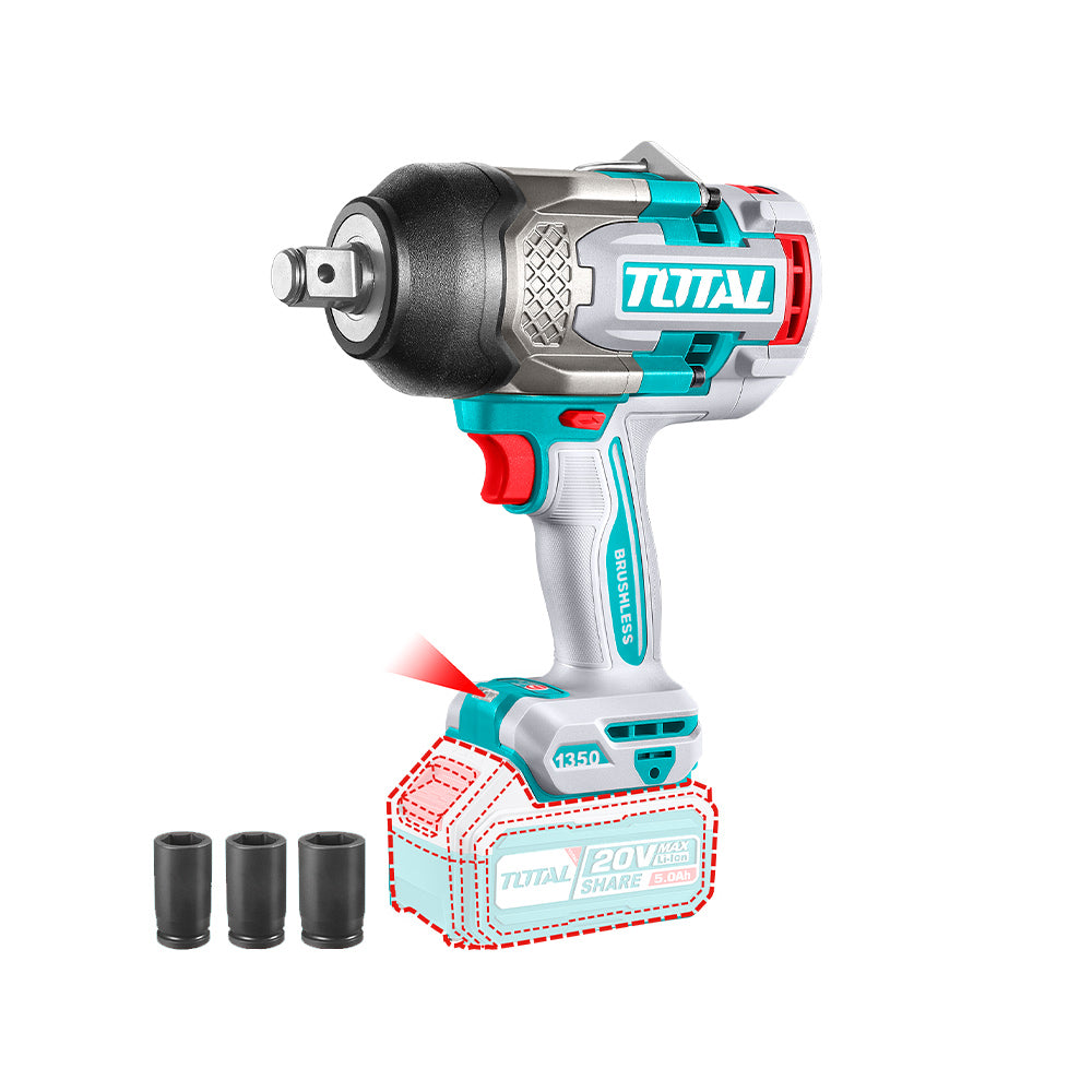 Llave de Impacto Inalámbrica 1350Nm 3/4 Total Tools | Alta Potencia