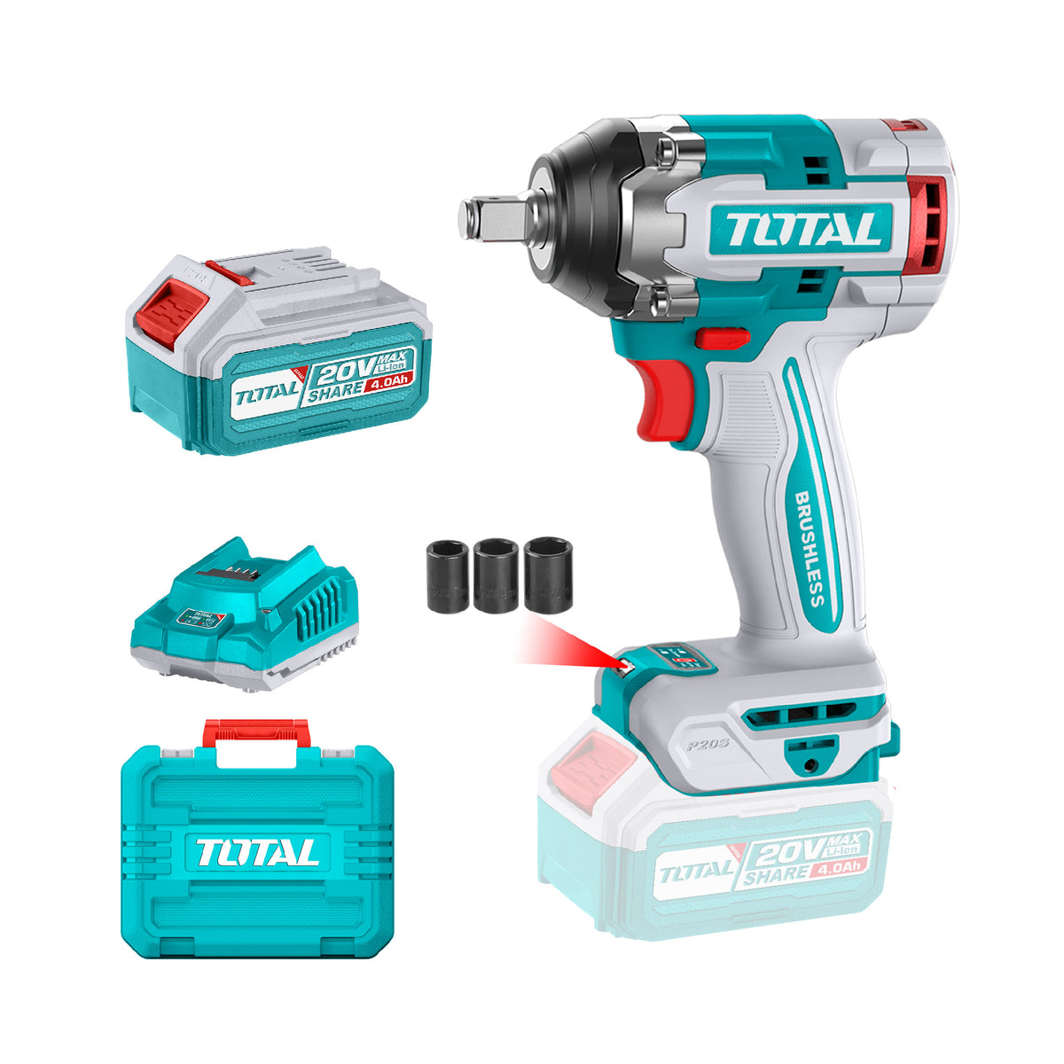 Llave de Impacto Industrial 500Nm Total Tools | Brushless + Accesorios