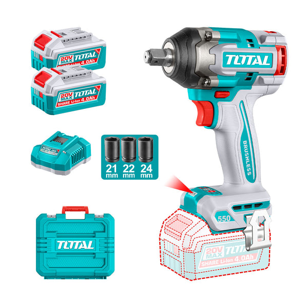 Llave de Impacto Inalámbrica 550Nm Total Tools