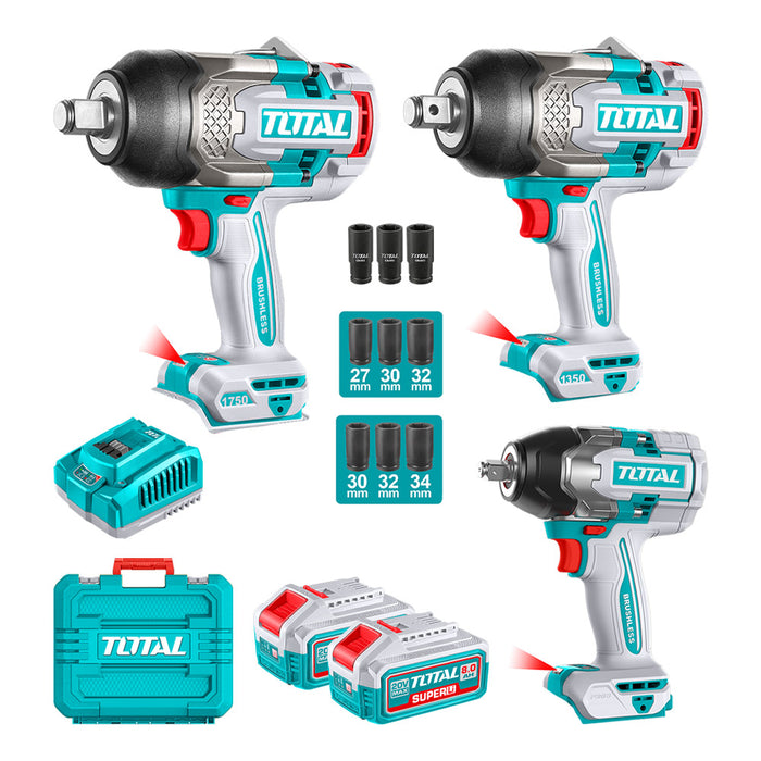 KIT 3 LLAVES DE IMPACTO 1750 - 1350 - 850 NM + Accesorios Total