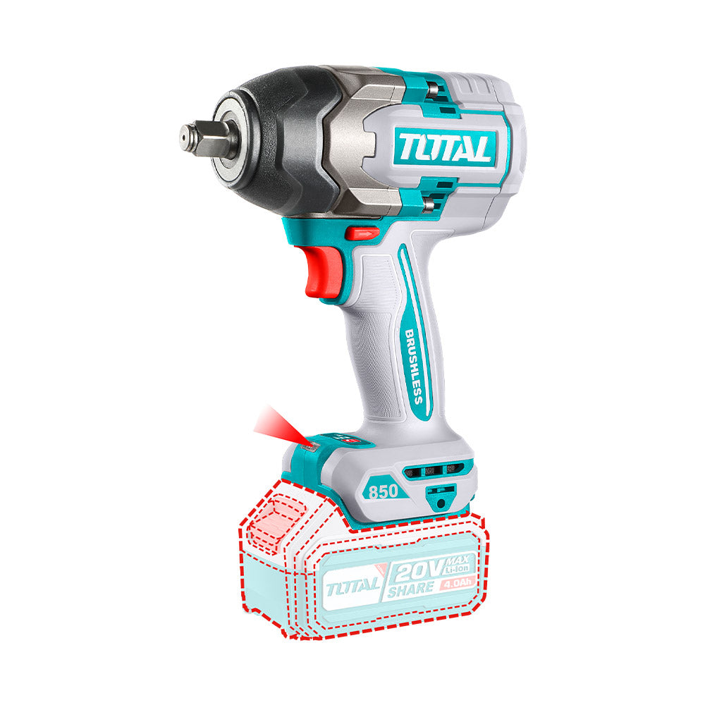 Llave de Impacto Industrial 850Nm 20V Total Tools | Control y Potencia