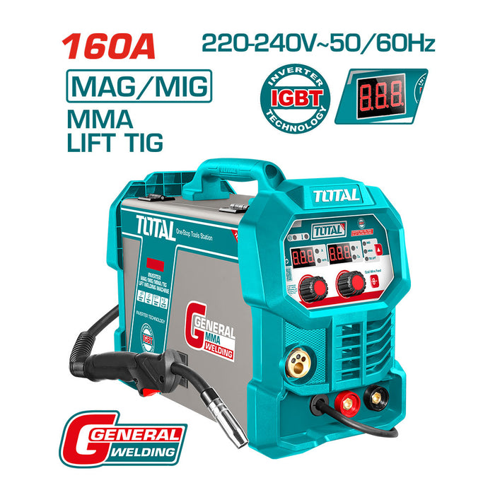 Soldadora Inverter 160A /MAG/MIG/MMA/TIG TOTAL