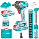 Llave Impacto 405Nm 20v 1/2» + Linterna + 2 Baterías + Dados
