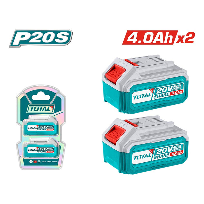 Pack 2 Baterías de Litio-ion 20v 4 Amperes Industrial TOTAL