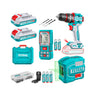 Kit Taladro Inalámbrico 76Nm + Medidor de Distancia y Nivel Laser + Accesorios