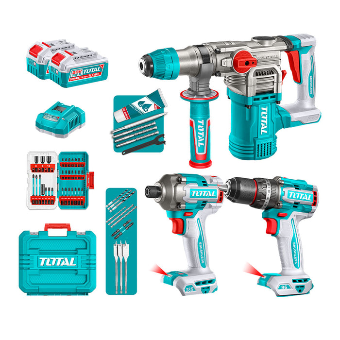 Kit Taladro 96Nm + Atornillador 285nm y Rotomartillo Inalámbrico