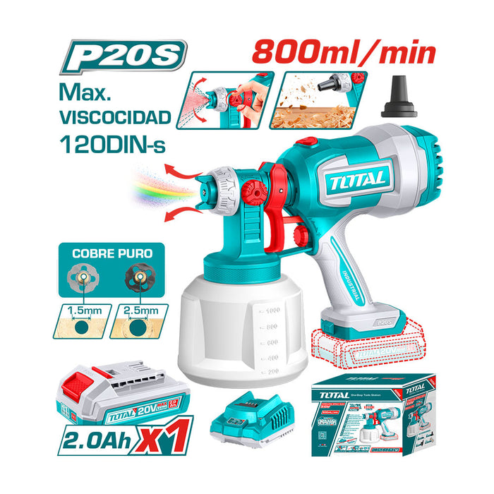 Pistola para Pintar 800 ML 20V + Batería y Cargador