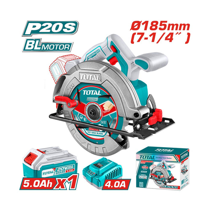 Sierra Circular Inalámbrica 185mm 20V + Batería y Car