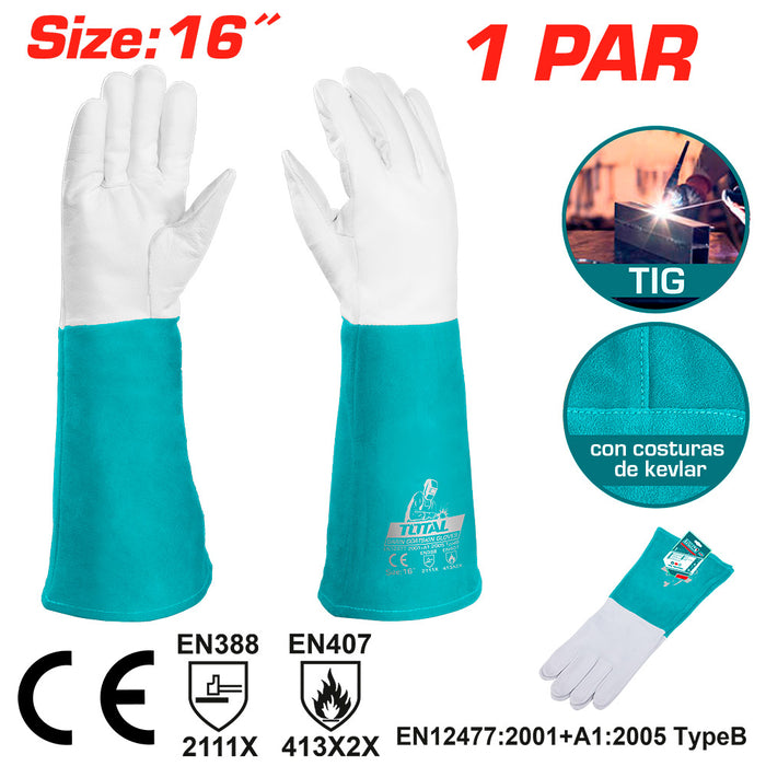 Guantes de Cuero de Cabra para Soldadura 16" Total