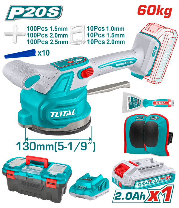 Nivelador Vibradora para Ceramicas 20V 130mm + Bat y Car Total