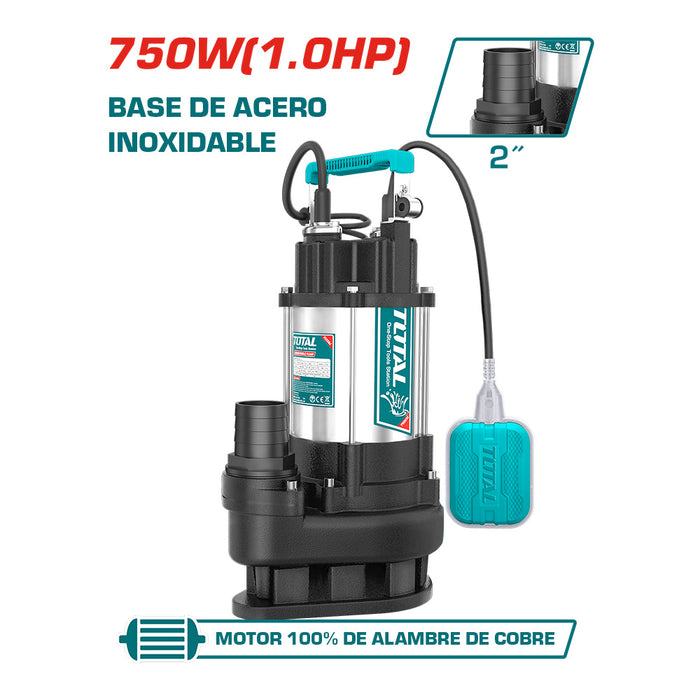 Bomba Sumergible Para Aguas Residuales 750W 1.0HP Total
