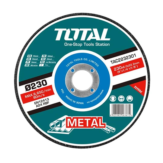Disco De Desbaste Para Metal Concavo 9 (230x6.9x22.2MM) - Total Tools