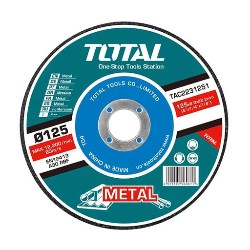 Disco desbaste metal 5 (125x6.9x22.2MM) - Total Tools