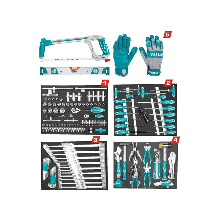 Carro de herramientas mecánicas TOTAL ⭐️- juego de 162 piezas herramientas  mecánicas 